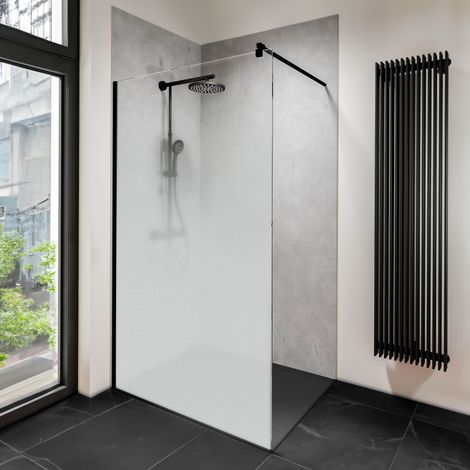 Schulte – Paroi de douche à l'italienne 120 x 200 cm – Profilé noir – Verre anticalcaire 5 mm – Accès libre Walk In – Installation facile