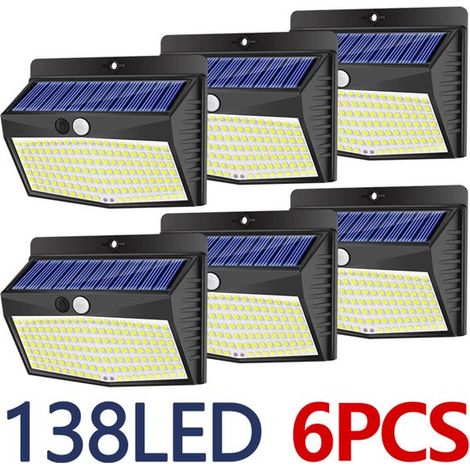 Luces de pared para jardín，Luz solar para exteriores，foco solar de 138 LED，lámpara solar impermeable IP65 para jardín (1/2)