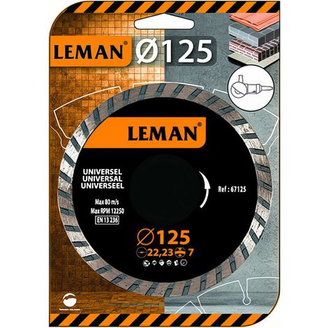 DISQUE DIAMANT JC UNIVERSEL 125X22.23 HT7 Jante continue - 67125 - LEMAN