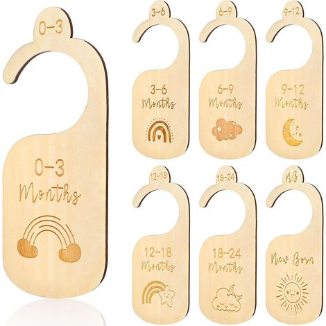 7 séparateurs de taille en bois pour bébés, séparateurs de vêtements pour bébés (1/5)