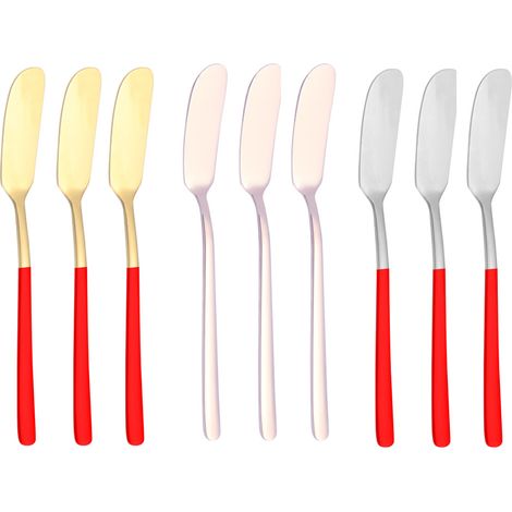 Couteau À Beurre - Acier Inoxydable - 16 9 X 1 9 Cm - Pour Tartiner Fromage Et Beurre - Lot De 9 (1/5)