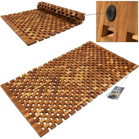 Acacia wood bath mat non slip 80x50 cm (1/5)