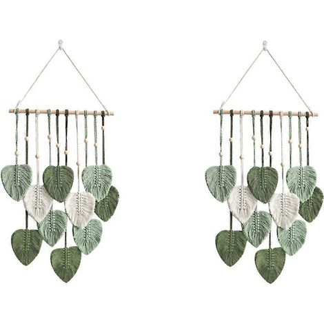 Wandbehang im Bohème-Stil mit Makramee-Muster und Blattmotiv, ideal für die Wohnungseinrichtung oder das Schlafzimmer. Eine wunderschöne, gewebte Wanddekoration für Zuhause, Schlafzimmer oder auch für (1/5)