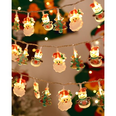 Weihnachtslichterkette für den Innenbereich, 3 m, 20 warmweiße LEDs, batteriebetrieben, mit Schneemann- und Weihnachtsmannmotiven für Weihnachtsbaumschmuck, Hochzeiten, Partys, Garten und Feste im Fre (1/5)