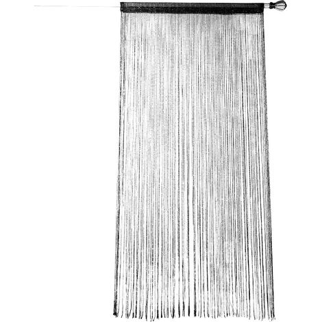 Rideau À Franges Noires Brillantes - En Polyester Pour Chambre Et Café - Décoration De Fenêtre - 1 Pièce (1/5)