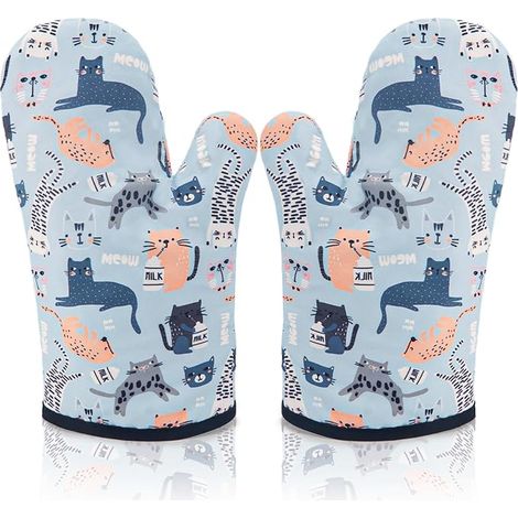 Gant de Cuisine Chat, Gants Four Coton, Manique Four Lavable, Maniques Isolants Cuisine pour Cuisson Cuisine Pizza Biscuit Gâteau (1/5)