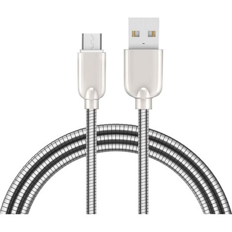 Sunix 2A Schnell Ladekabel Nylon Datenkabel 1m Micro-Usb Metall Kabel Sehr Biegsam Dehnbar Robuste Stecker Fast Charge Power Kabel kompatibel mit Smartphones