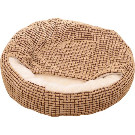 Lit Pour Chien Petit - Couche Ronde Avec Capuche Intégrée - Lit Apaisant En Forme De Caverne - Anti-Dérapant - Lavable - Pour Chiens Et Chats - 1 Pièce (1/5)