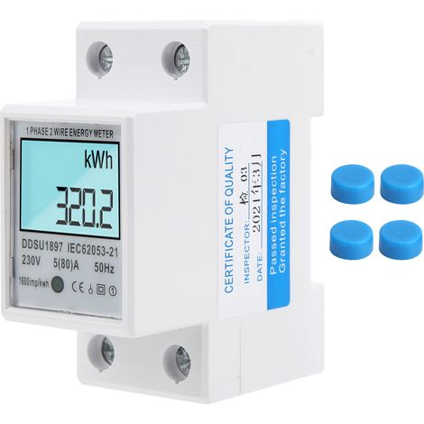 Compteur électrique intelligent DDSU1897 monophasé, rail DIN, écran numérique rétroéclairé micro puissance. (1/5)