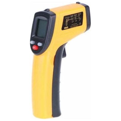 Thermometre Infrarouge Numerique Pistolet A Temperature Industrielle Laser Sans Contact Avec Retro-Eclairage -50-380 ° C, Pas Pour Les Humains, Batterie Non Incluse, Orange (1/5)
