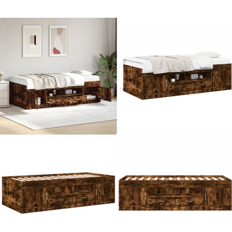 Lit de jour avec tiroirs sans matelas chêne fumé 90x200 cm - Canapé-lit - Tiroirs de lit (1/5)