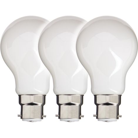 Lot de 3 Ampoules Filament LED A60 Opaque, culot B22, 806 Lumens, équivalence 60W, 2700 Kelvins, Blanc chaud - PACK3RFB806GO (1/5)