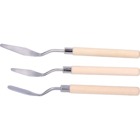 Ensemble de 3 couteaux à palette à manche en bois pour peinture à l'huile, outil de dessin et de grattage. (1/5)