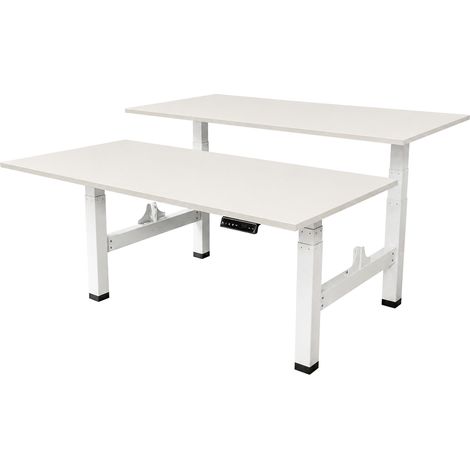 Scrivania doppia regolabile elettricamente - 160x80 cm - Due motori doppi - Bianco (1/5)