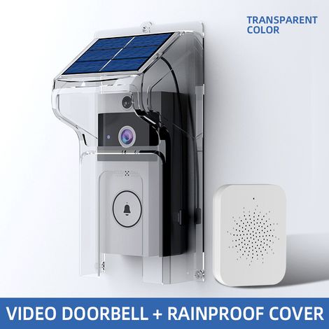 Sonnette vidéo intelligente sans fil avec carillon et capot de protection solaire transparent étanche anti-pluie sans perçage (1/5)