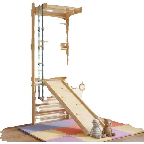 Escalera sueca de 15 peldaños, capacidad de carga de 100 kg, color beige. (1/2)
