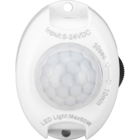 Ortviai Détecteur de Mouvement Infrarouge pour Bande LED – Interrupteur Inductif 5-24 V, 60 W, Réglable, Prise DC (1/5)