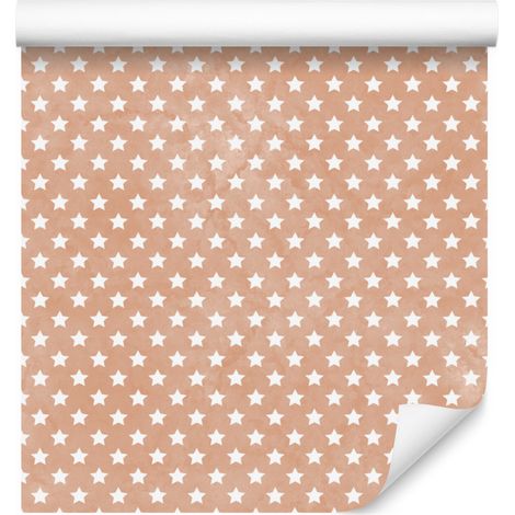 Papier peint étoiles crème et pêche pour salon et chambre 50x1000 cm (1/5)