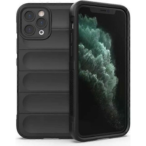 Coque pour iPhone 11 Pro Max - Magic Shield TPU et flanelle, noire par Black (1/3)
