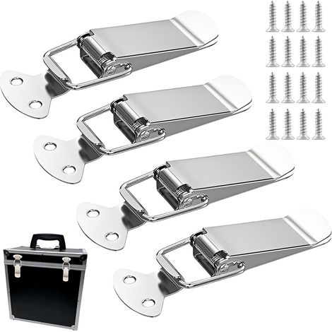 4Pcs Fermoir De Tension En Acier Avec 16 Vis, Fermoir À Levier De 56 Mm, Loquet À Ressort À Bascule, Clip De Serrage, Fermeture De Boîte, Capuchon De Verrouillage Pour Boîte À Outils (1/5)