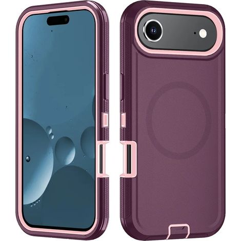 (Bordeaux, iPhone 16 Pro) Coque de protection hybride triple couche, résistante aux chocs (1/3)