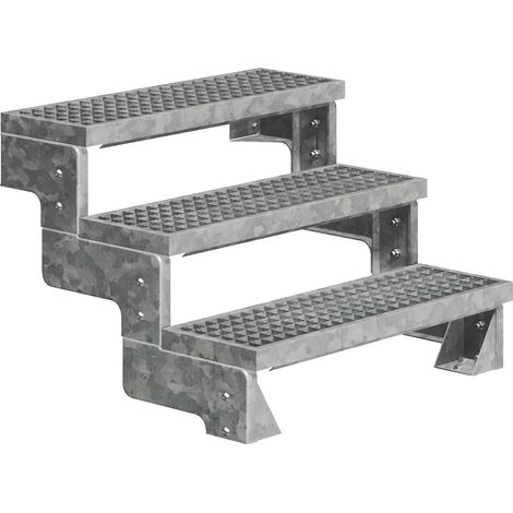 Dolle Außentreppe Gardentop 54-66cm Geschosshöhe mit Gitterrost 80cm breit ohne Geländer