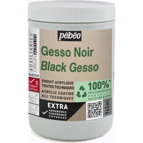 Gesso - Noir - Apprêt - Mate - Toutes techniques - Extra couvrant - Pébéo - 945ml