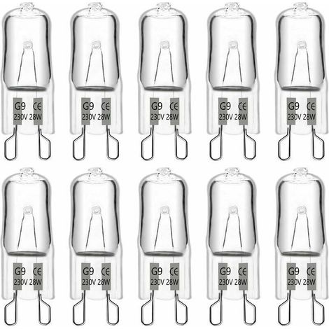 Ampoule halogène G9 28 W 230 V, 370 lm 2700 K blanc chaud à intensité variable, ampoules à capsule G9, pour lustres, éclairages de paysage, appliques murales, éclairage d'armoire, lot de 10 (1/4)