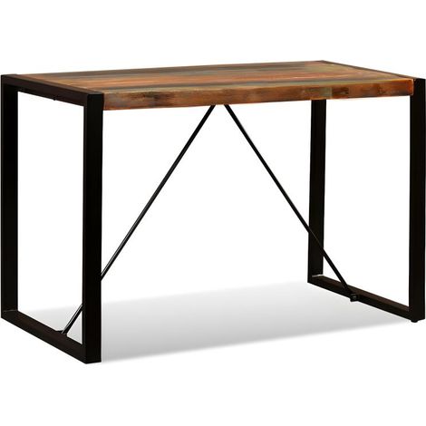 Table de salon salle à manger design Bois de récupération massif 120 cm (1/5)