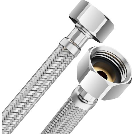 1 Tuyau flexible, Raccord 1/2 pouce, Maille acier inox, 150 cm, Eau potable, Cuisine Salle de bain WC