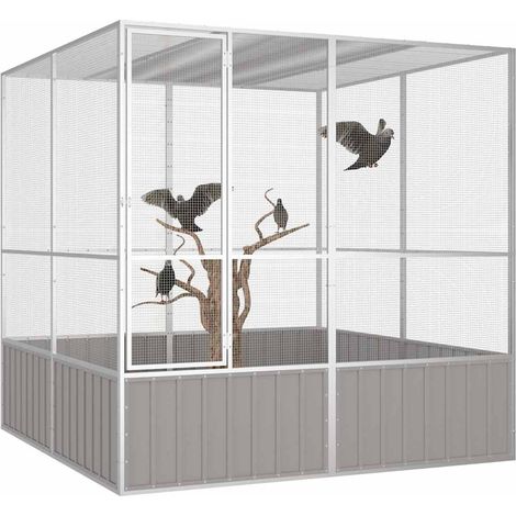 vidaXL Jaula pájaros acero galvanizado gris 213,5x217,5x211,5 cm (1/2)