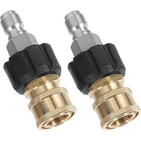 Raccords Rapides en Laiton 3/8 Pouces M22 pour Nettoyeur Haute Pression – Kit 2 Pièces Connecteurs Mâle et Femelle en Acier Inoxydable – Étanchéité Optimale pour Nettoyage (1/5)