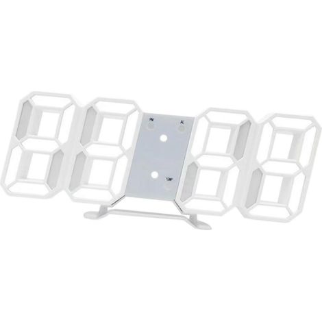 Réveil numérique 3D, réveil de bureau décoratif, idéal pour la chambre, la table de chevet ou le salon, lumière blanche ou blanche et verte. (1/3)