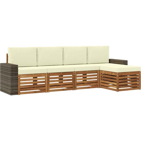 Outdoor Sofa Set with Cushion 5 pcs Natural and Cream vidaXL (1/5)