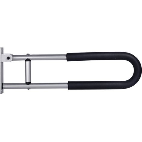 Poignée pliable rembourrée pour toilettes (x1 unité, 58 cm), poignée de bain pour personnes âgées, poignées pour toilettes, barres de toilettes pliables, poignée de bain pour personnes âgées, poignée (1/4)