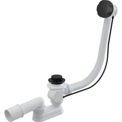Sifone automatico per vasca da bagno con troppopieno, Alca nero opaco (1/2)