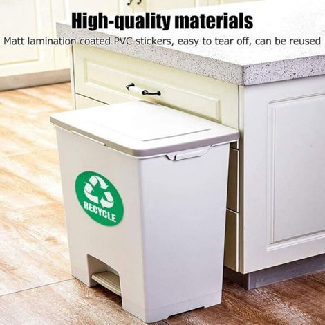 Autocollant Recyclage - PVC Réutilisable - Pour Tri Sélectif Maison Bureau École - 18 Pièces (1/4)