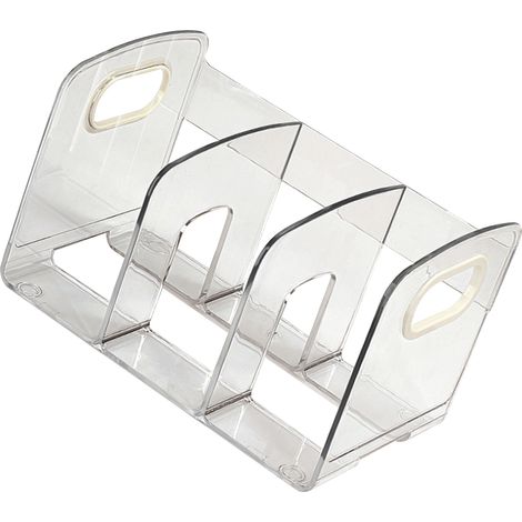 Porte-revues Bureau Rangement Livres Support Table Transparent Acrylique 3 Compartiments Organisateur Bureau Étude (28x14x15cm) (1/5)