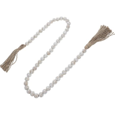 Guirlande de perles en bois rustiques avec pompons, 3 pièces (1/5)