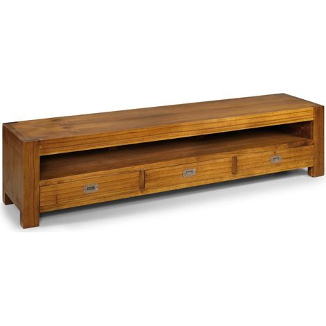 Meuble TV en bois massif de Mindy 3 tiroirs 1 niche Orka 190cm (1/4)