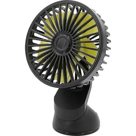 Ventilador universal para coche de 3 velocidades con control USB, soporte trasero con ventosa, cabezal único, compatible con 12V y 24V. (1/5)