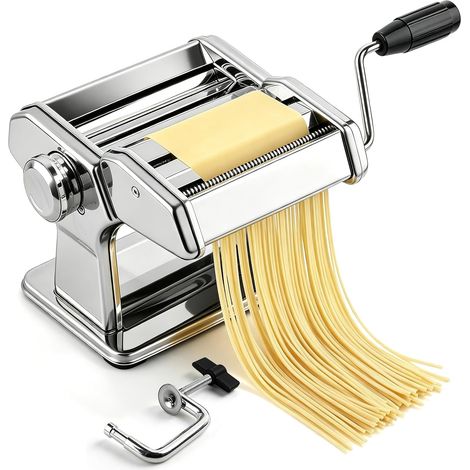 Machine à pâtes manuelle : machine à pâtes, machine à pâtes, machine à pâtes avec tête de coupe amovible, 9 épaisseurs de pâte et 2 largeurs de coupe pour la cuisine domestique (1/5)