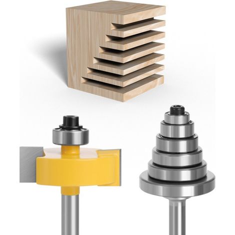 Rabbet Router Bit avec 6 roulements réglables, fraise pour rainures au carbure cimenté, pour le travail du bois et outils de bricolage [Dia de la tige : 6,35 mm (1/4 po)] (1/5)