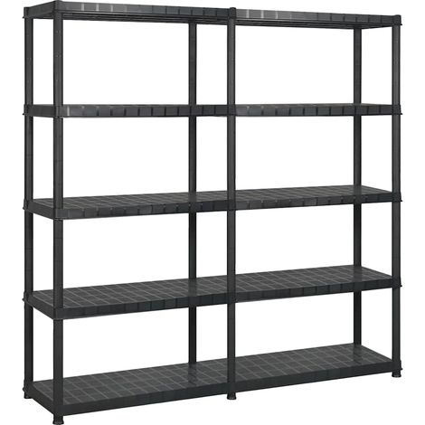 vidaXL Estanterías de almacenaje 5 niveles plástico negro 170x40x185cm (1/5)