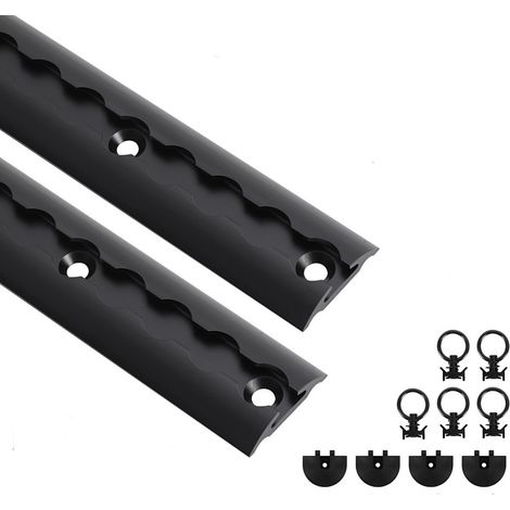 Wolketon Riel de amarre 1 m de aluminio negro juego de 2, riel de fijación con cierre rápido para remolque y furgoneta