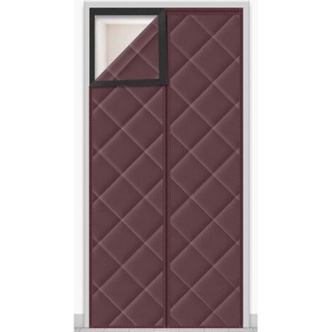 [JAMAIS UTILISÉ] Rideau de porte à fermeture magnétique, occultant, insonorisant, protection contre le froid, 110x210cm (marron) (1/4)