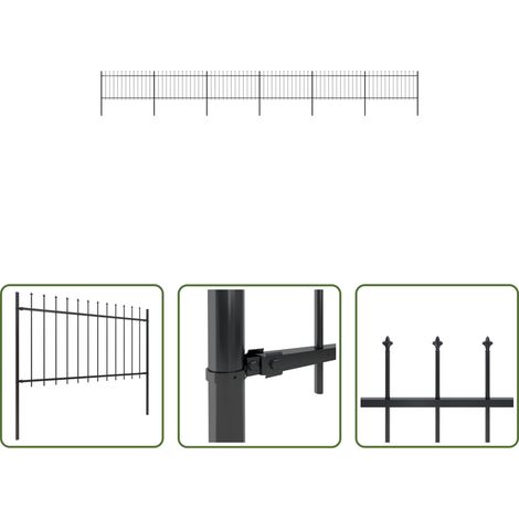 vidaXL Gartenabgrenzung - Gartenzaun mit Speerspitze Stahl 1070 x 100 cm Schwarz (1/5)
