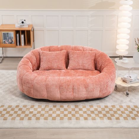 Chenille-Sofa mit Memory-Schaum, 150 x 95 x 63 cm, ohne Montage, rosa HAVRYA (1/5)