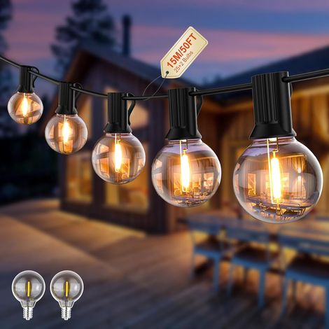 Guirlande Lumineuse Exterieur G40 60M LED Guirlande Lumineuse Exterieur Interieur, Electrique avec Prise 100 Ampoules Incassables, Network Exterieur Eclairage pour Terrasse, Cour, Balcon (1/5)