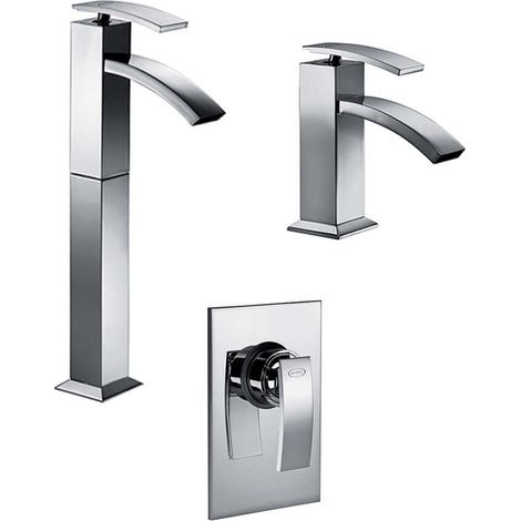 Set miscelatori lavabo alto + bidet + incasso doccia Jacuzzi rubinetteria Glint ottone cromato (1/5)